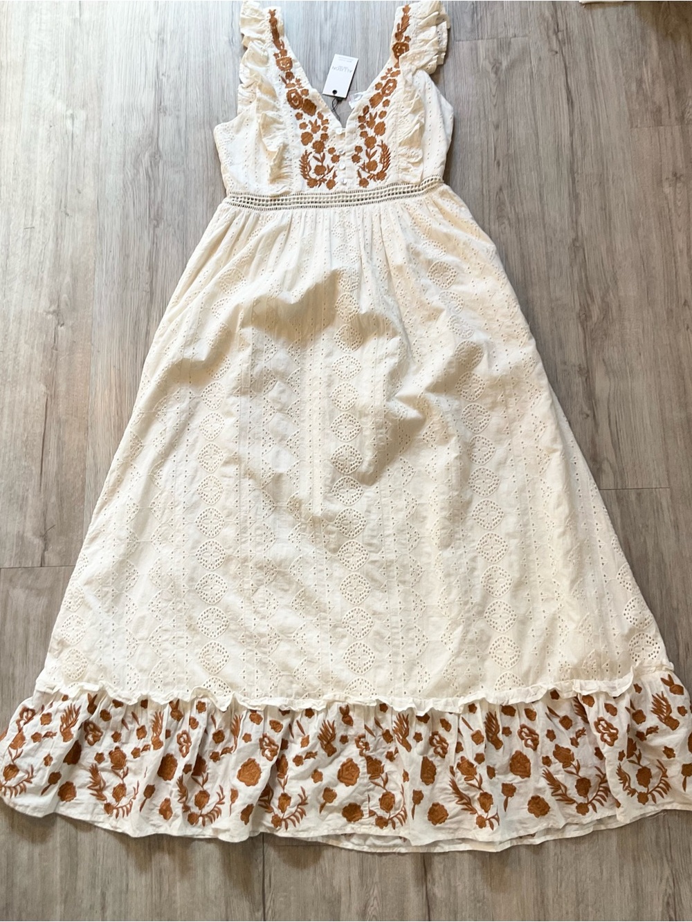 Anthropologie Allison NY Esperanza Embroidered Boho Maxi Dress Size Medium NWT - Picture 5 of 16